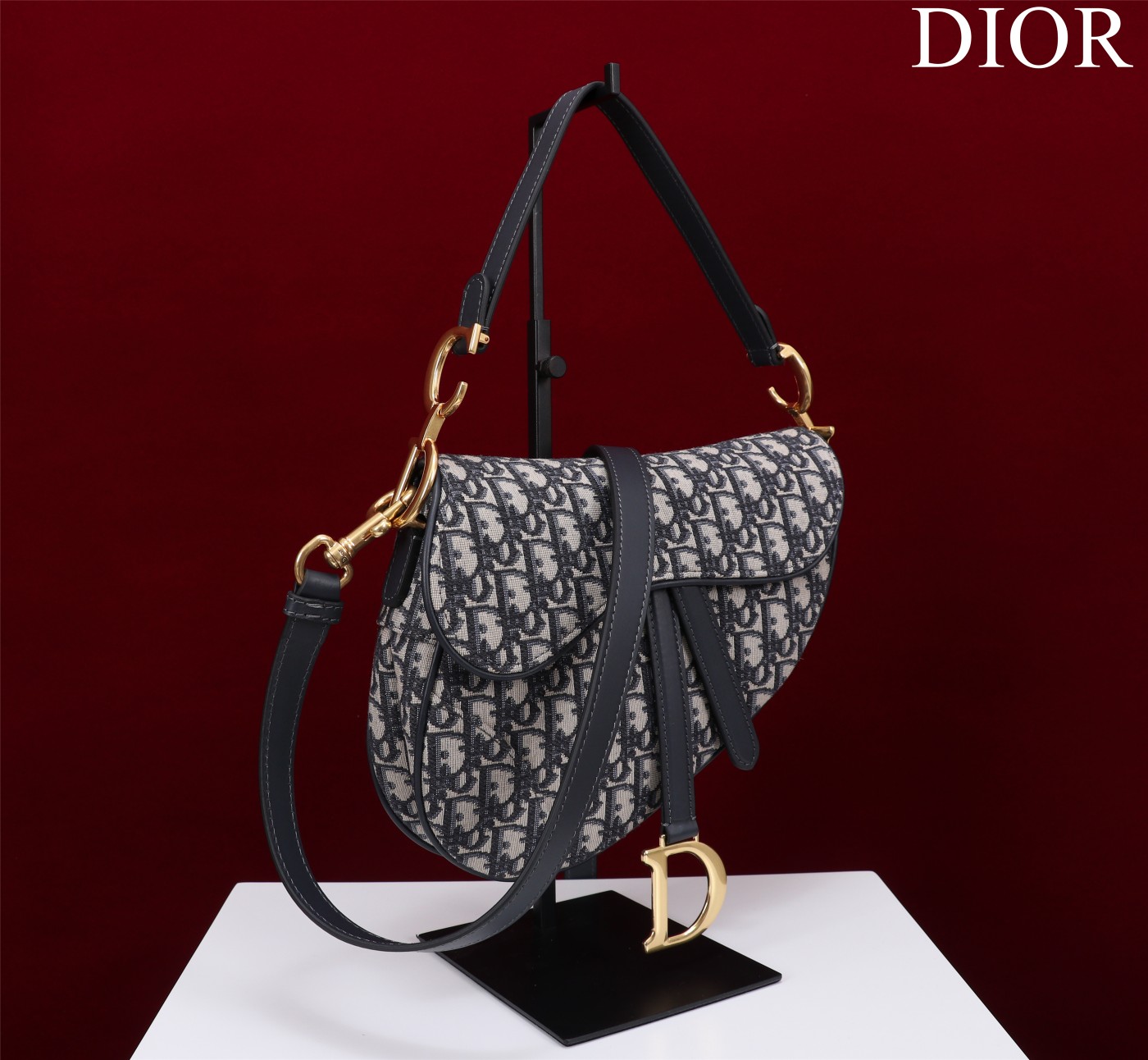 Saddle Bag with Strap Blue Dior Oblique Jacquard 